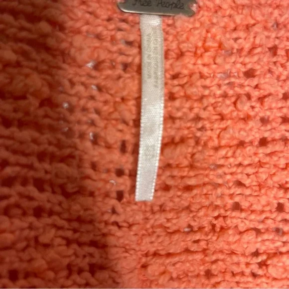 Free People Deep V-Neck Knit Sweater Size XS Coral Songbird - Picture 3 of 6